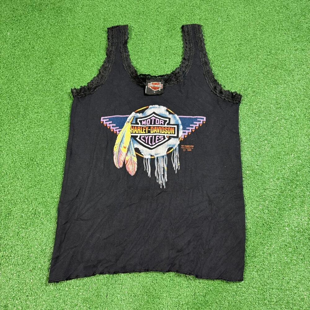Harley Davidson 3D Emblem Dreamcatcher Tank Top Womens Large Vintage 1990